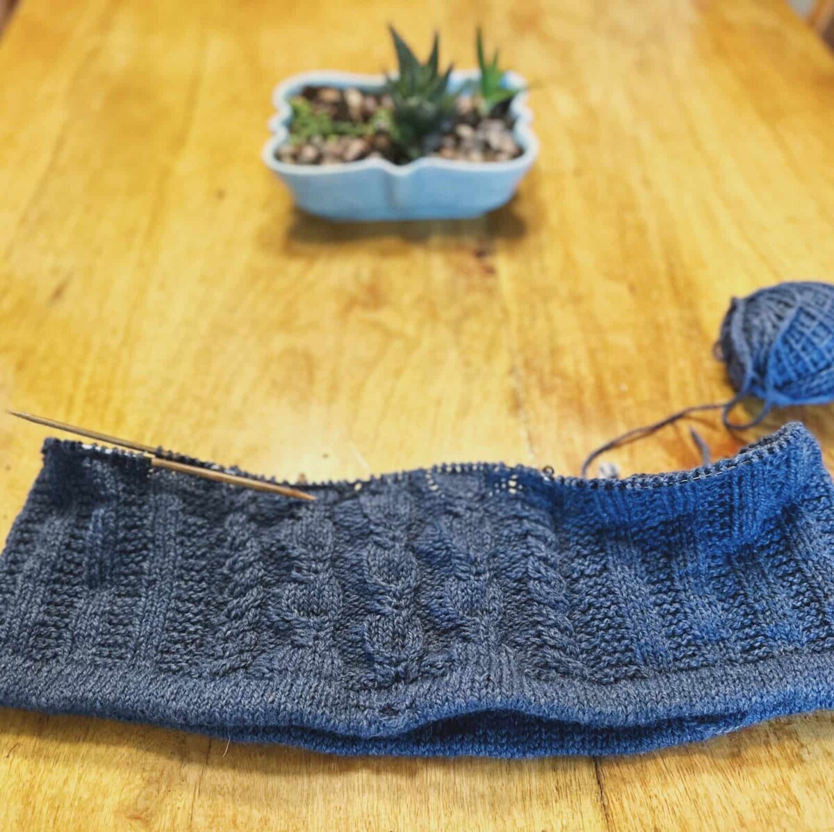 Image of the beginnings of my Lately Pullover before stress made me mess up my gauge.