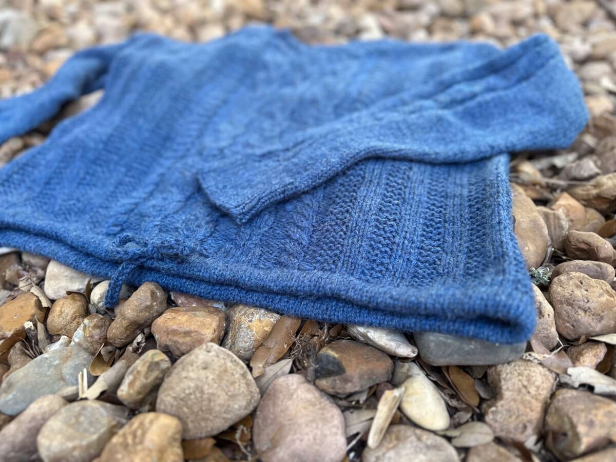 Image of Lately Pullover drawstring casing and rib stitch detail.