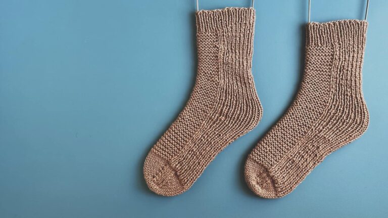 Image of Worsted Weight heel-less socks knit in Wool of the Andes.