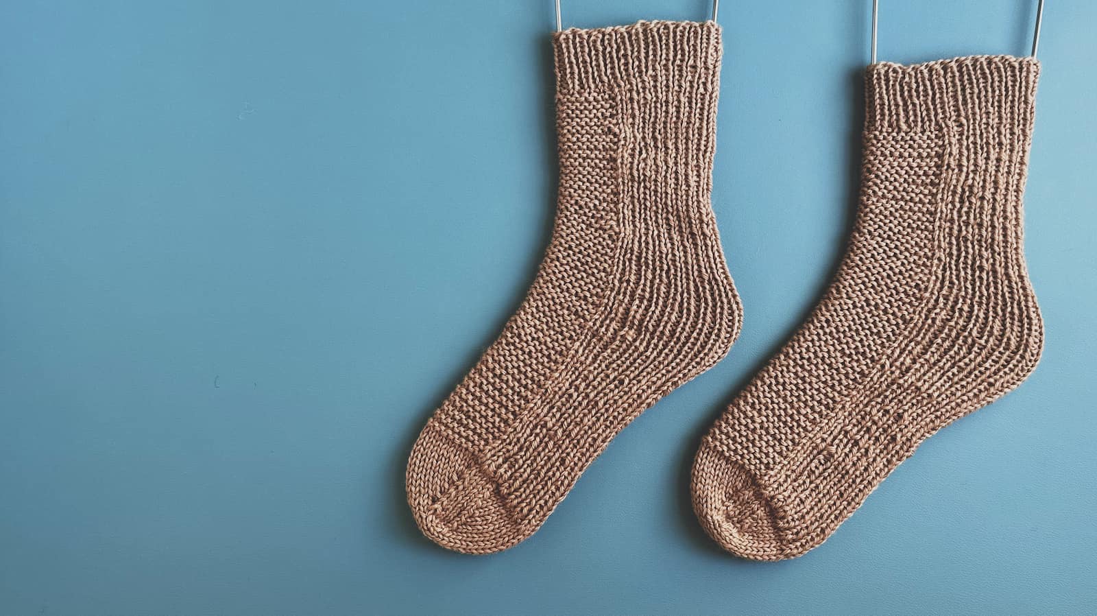 Image of Worsted Weight heel-less socks knit in Wool of the Andes.