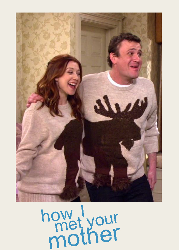 Image from How I Met your Mother of Marshall and Lily's sweaters.